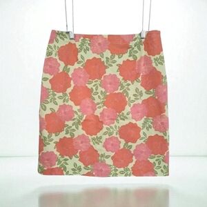 Sigrid Olsen Lemon‎ Hibiscus Floral Print Summer Skirt Size 8 NWOT Office